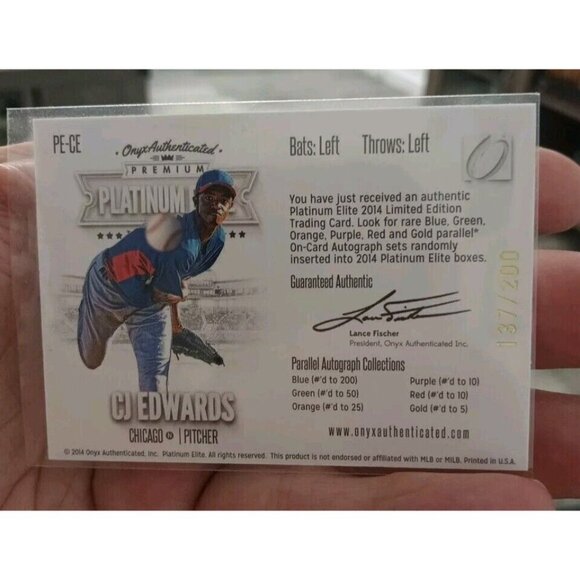 Carl Edwards JR 2014 Onyx Platinum Elite On Card RC Auto /200 Autograph - Picture 2 of 2
